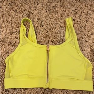 Lime Green Zipped Sports Bra